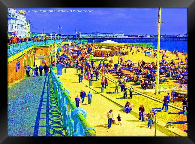 Brighton Beach Imagined in Oils Framed Print by Laurence Tobin