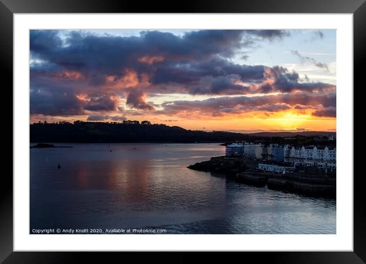 Sunset in Plymount sound, England Framed Mounted Print by Andy Knott