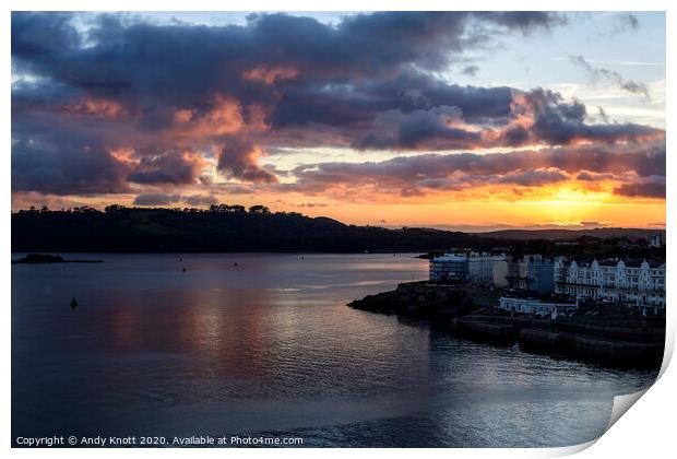 Sunset in Plymount sound, England Print by Andy Knott