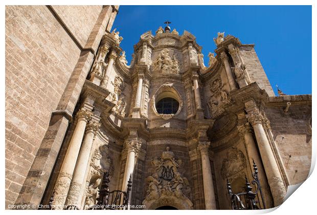 Valencia Cathedral in Spain Print by Chris Dorney