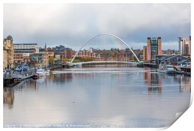 Rainbow over the River Tyne, Newcastle, UK Print by Milton Cogheil