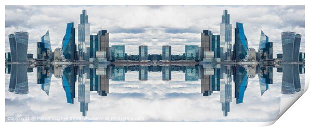 Double mirror effect London skyline Print by Milton Cogheil