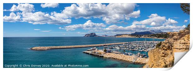 View from Moraira in Spain Print by Chris Dorney