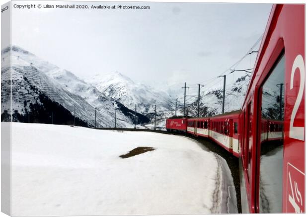 Swiss train Journey in the Alps.  Canvas Print by Lilian Marshall