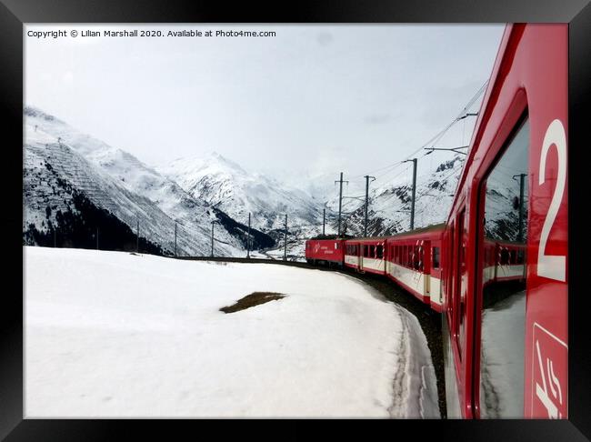 Swiss train Journey in the Alps.  Framed Print by Lilian Marshall