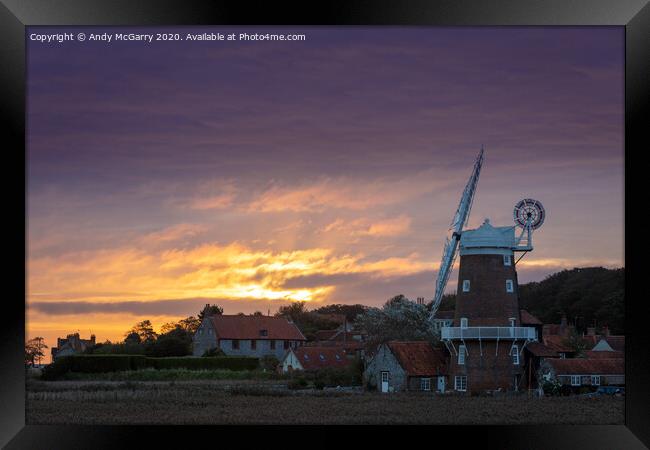 Windmill sunset Norfolk Framed Print by Andy McGarry