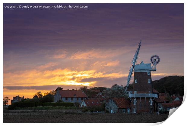 Windmill sunset Norfolk Print by Andy McGarry