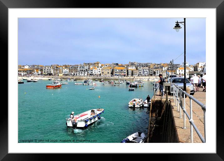 Beautiful harbour and town of St. Ives in Cornwall. Framed Mounted Print by john hill