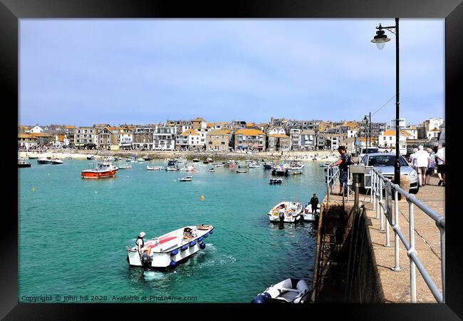 Beautiful harbour and town of St. Ives in Cornwall. Framed Print by john hill