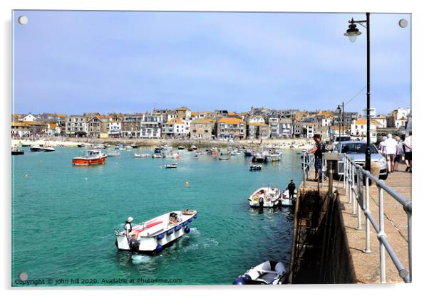 Beautiful harbour and town of St. Ives in Cornwall. Acrylic by john hill