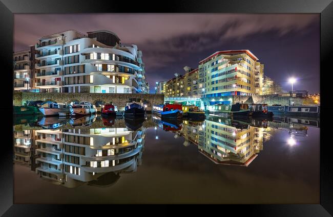 Bristol Apartments and canal boats Framed Print by Dean Merry
