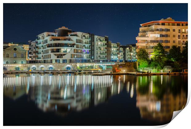Bristol Apartments and canal boats Print by Dean Merry
