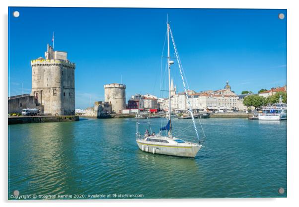 Yacht sailing at la Rochelle, France Acrylic by Stephen Rennie