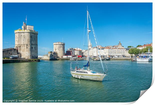 Yacht sailing at la Rochelle, France Print by Stephen Rennie