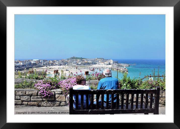 Panoramic view of St. Ives in Cornwall  Framed Mounted Print by john hill