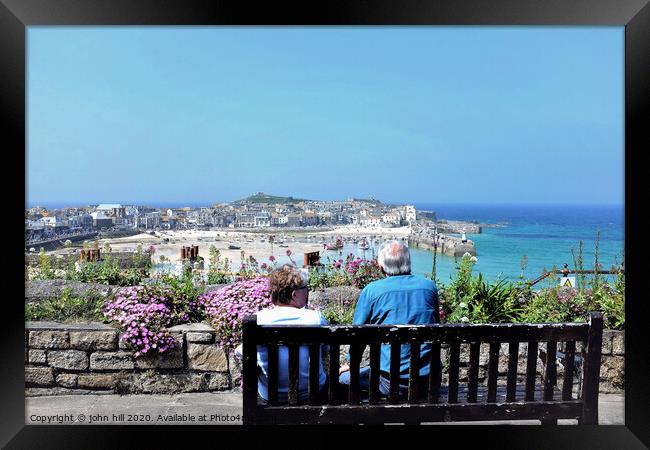 Panoramic view of St. Ives in Cornwall  Framed Print by john hill