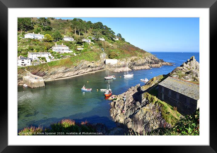 Polperro Outer Harbour and The Net Loft  Framed Mounted Print by Rosie Spooner
