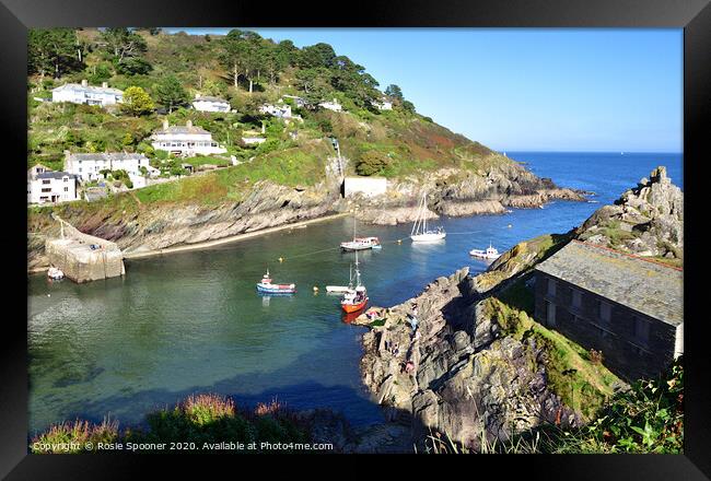 Polperro Outer Harbour and The Net Loft  Framed Print by Rosie Spooner