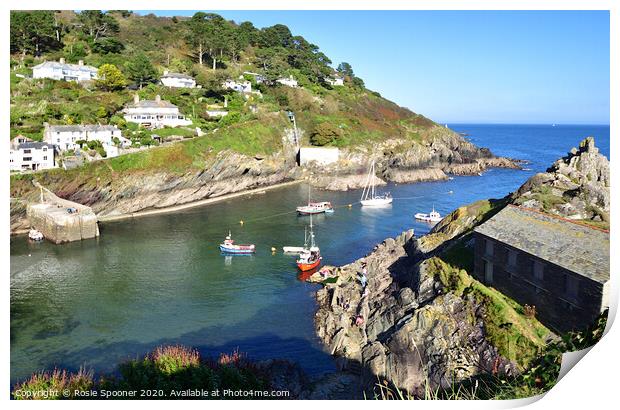Polperro Outer Harbour and The Net Loft  Print by Rosie Spooner