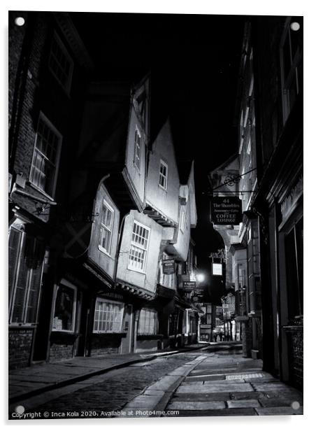 The Shambles in York at Night Acrylic by Inca Kala