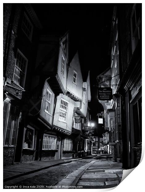 The Shambles in York at Night Print by Inca Kala