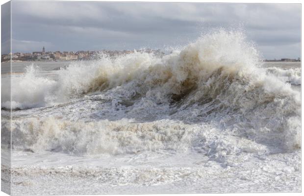Big waves in a windy day in Spanish Costa Brava Canvas Print by Arpad Radoczy