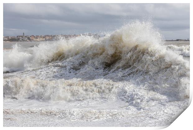 Big waves in a windy day in Spanish Costa Brava Print by Arpad Radoczy