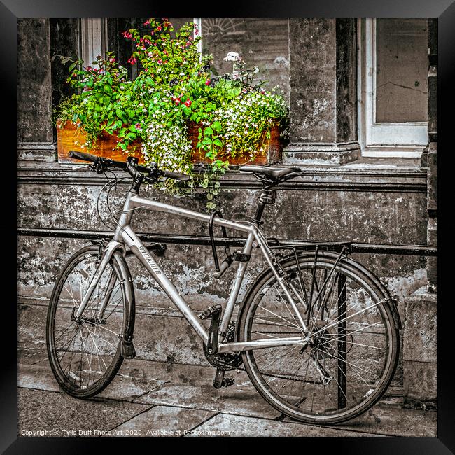 Bicycle In Edinburgh Old Town Framed Print by Tylie Duff Photo Art