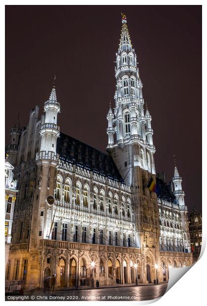 Brussels Town Hall in Belgium Print by Chris Dorney