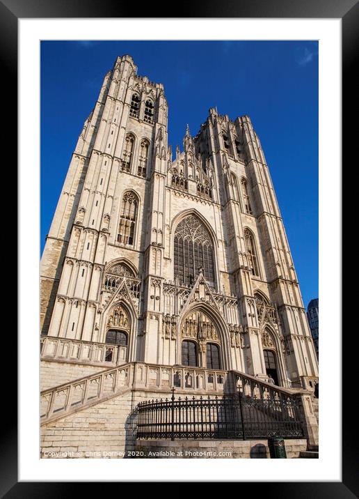 St Michael and St Gudula Cathedral in Brussels Framed Mounted Print by Chris Dorney