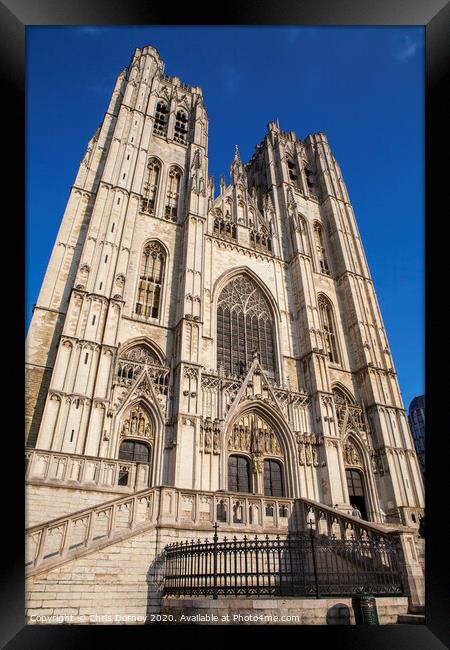 St Michael and St Gudula Cathedral in Brussels Framed Print by Chris Dorney