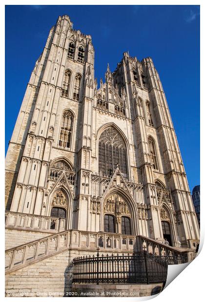 St Michael and St Gudula Cathedral in Brussels Print by Chris Dorney