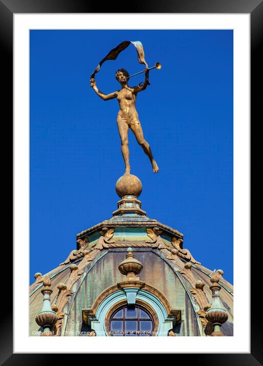 Sculpture in Grand Place in Brussels Framed Mounted Print by Chris Dorney