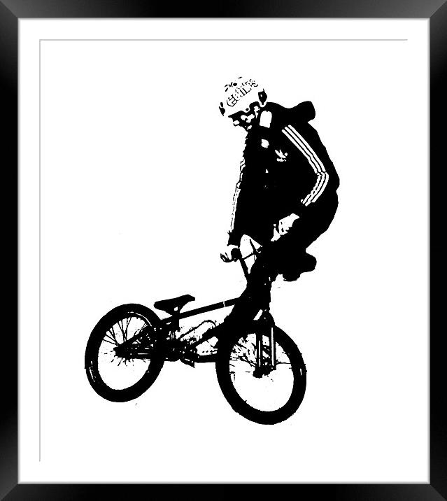 BMX Rider in Black Framed Mounted Print by Dawn O'Connor