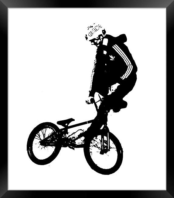 BMX Rider in Black Framed Print by Dawn O'Connor
