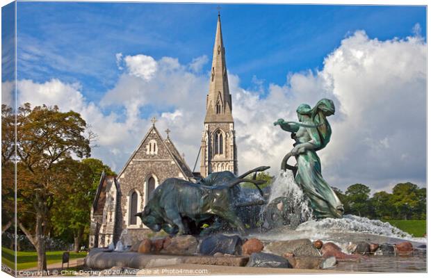 The Gefion Fountain and Saint Albans Church Canvas Print by Chris Dorney