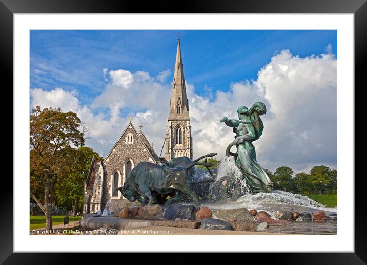 The Gefion Fountain and Saint Albans Church Framed Mounted Print by Chris Dorney