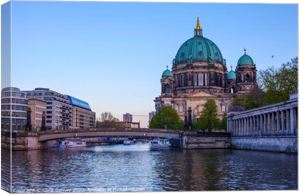 Berliner Dom and the Spree River in Berlin Canvas Print by Chris Dorney