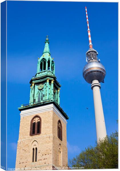 Marienkirche and TV Tower in Berlin Canvas Print by Chris Dorney