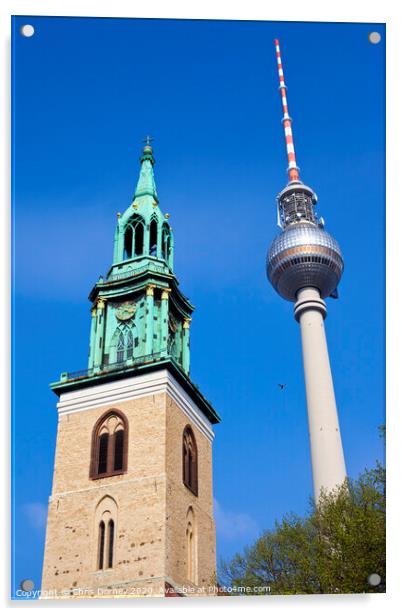 Marienkirche and TV Tower in Berlin Acrylic by Chris Dorney