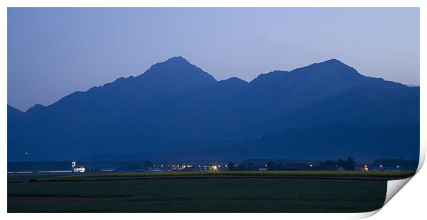Krvavec and the Kamnik Alps at dawn, Slovenia. Print by Ian Middleton