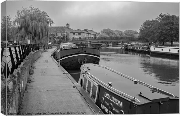 River Great Ouse, Ely bw Canvas Print by Chris Yaxley