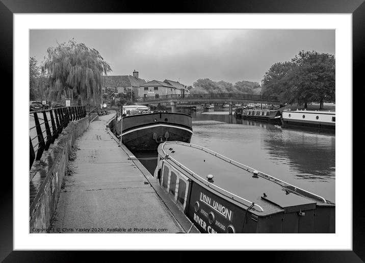 River Great Ouse, Ely bw Framed Mounted Print by Chris Yaxley