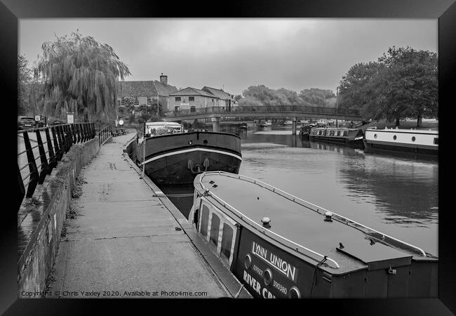 River Great Ouse, Ely bw Framed Print by Chris Yaxley