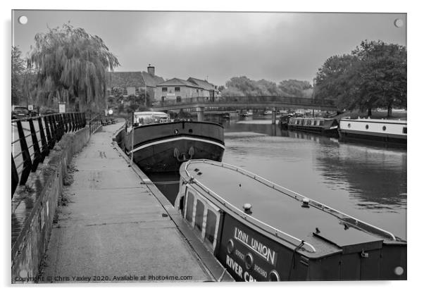 River Great Ouse, Ely bw Acrylic by Chris Yaxley