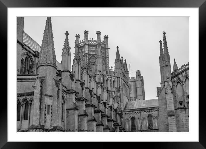 Ely Cathedral bw Framed Mounted Print by Chris Yaxley