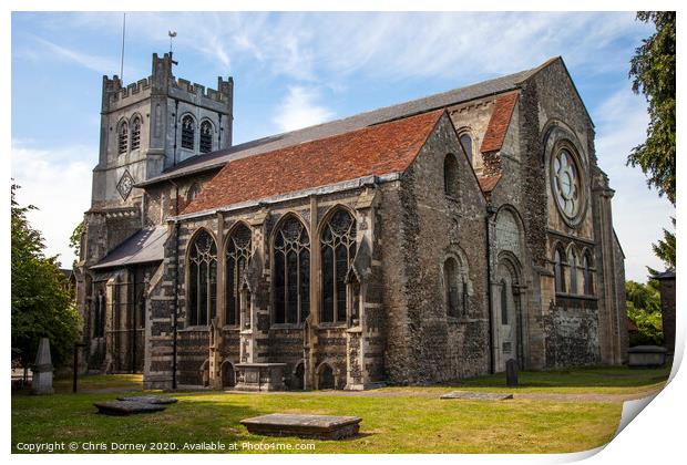Waltham Abbey Church in Essex Print by Chris Dorney