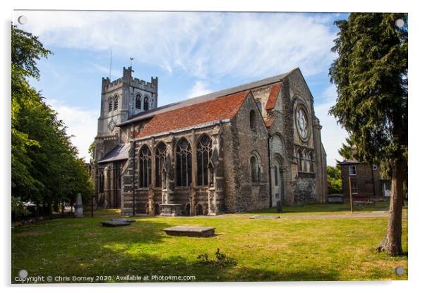 Waltham Abbey Church in Essex Acrylic by Chris Dorney