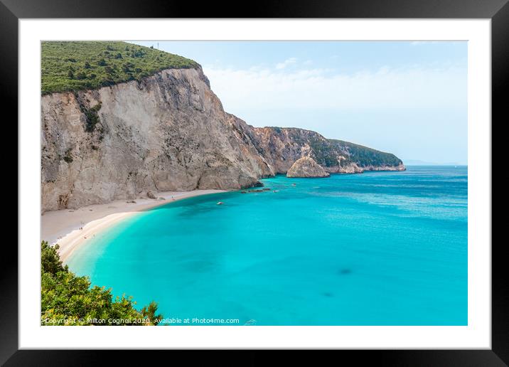 Porto Katsiki beach, Lefkada, Greece  Framed Mounted Print by Milton Cogheil