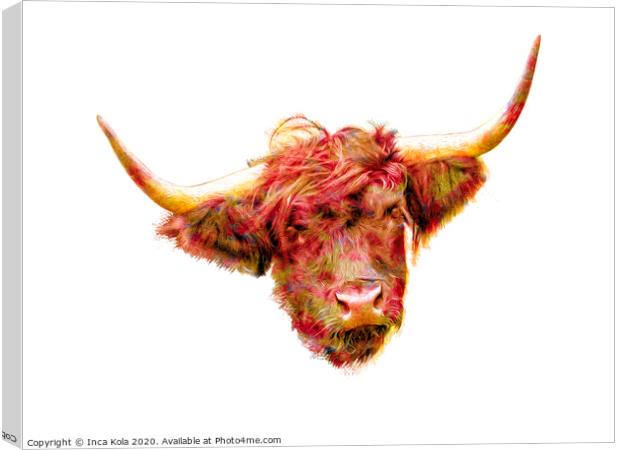 The Colourful Highland Cow Canvas Print by Inca Kala